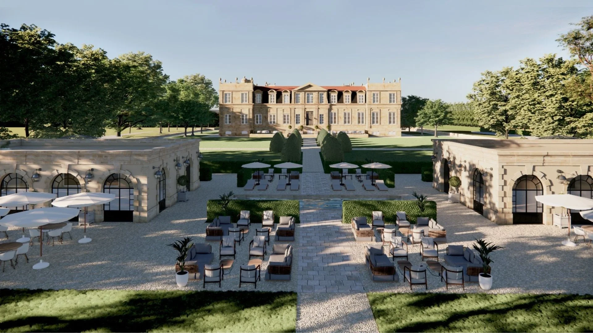 Château classique avec jardin à la française